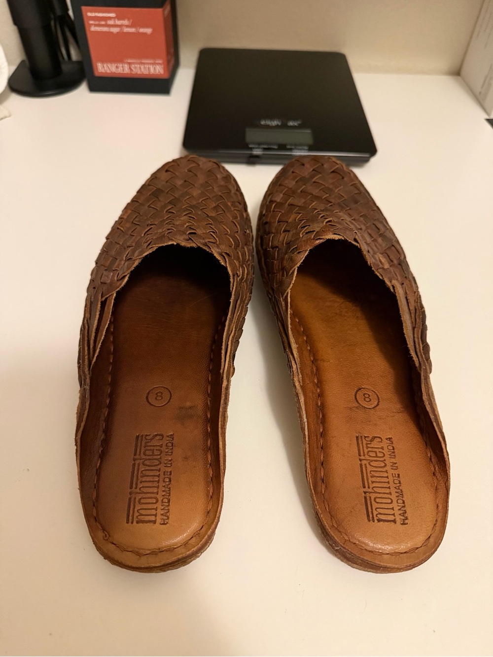 Mohinders Woven City Slipper Oiled Brown Leather Sandals Men's 7 / Women's 8 - Picture 7 of 8